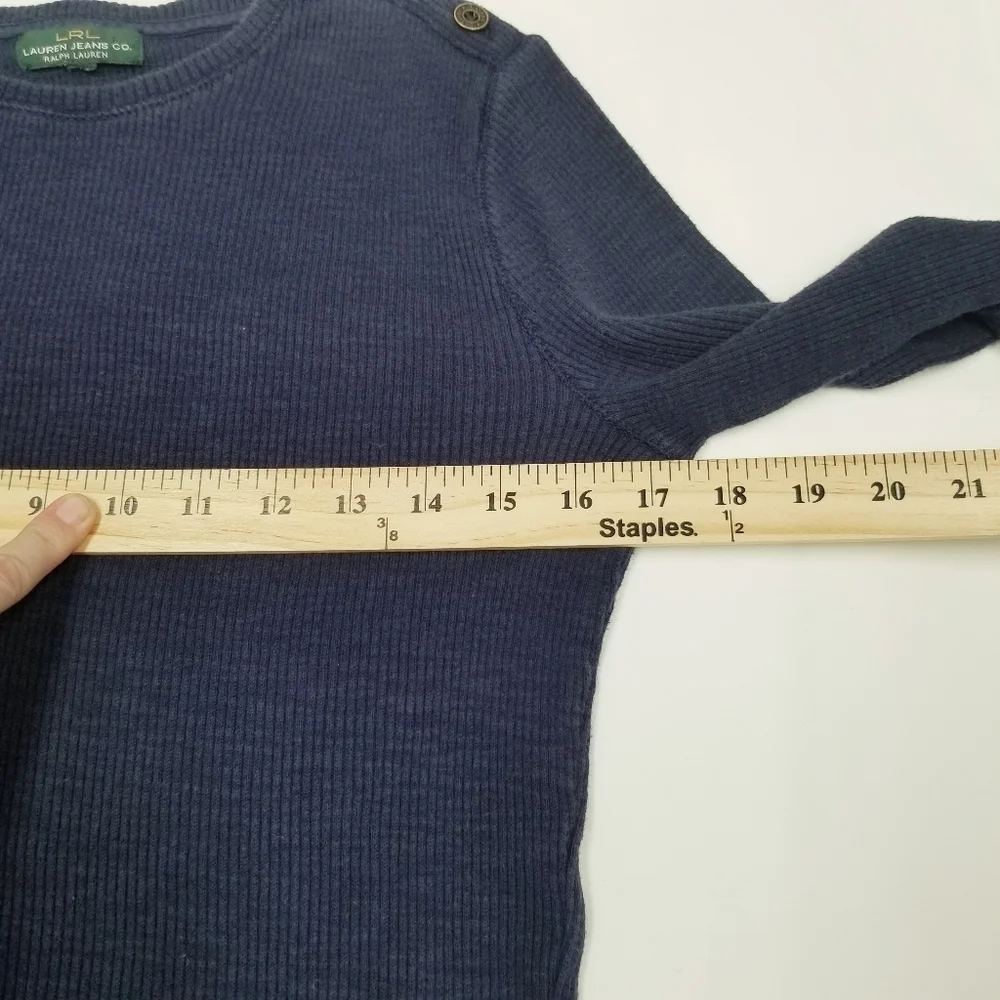 Lauren Jeans co LRL Lauren Ralph Lauren Navy blue long sleeve button‎ accent M